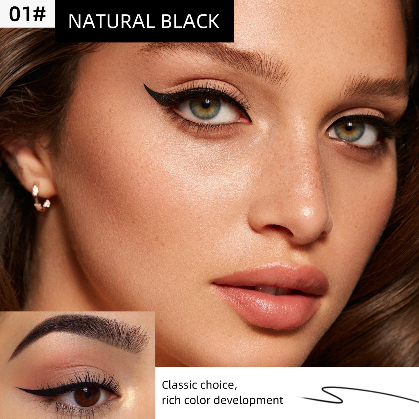 FelinWel Juego de delineador de ojos y cejas en gel de 2 colores con 2 pinceles impermeables a prueba de manchas