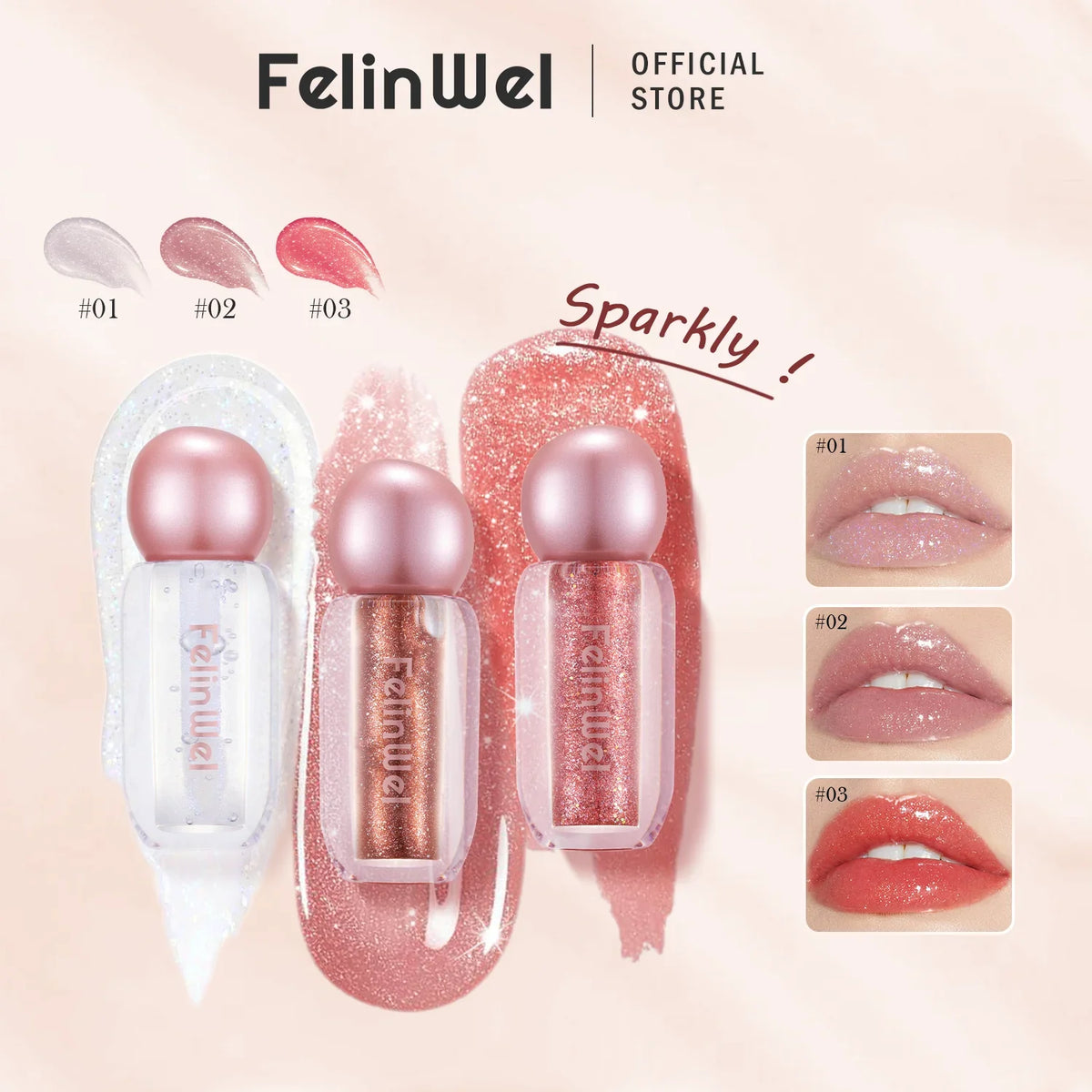 FelinWel Glitter Lip Gloss – Moisturizing & Plumping, Non-Sticky