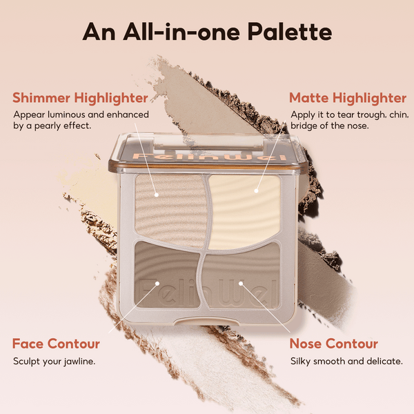 FelinWel 4 colores resaltador contorno paleta maquillaje 3D bronceador mate contorno polvo