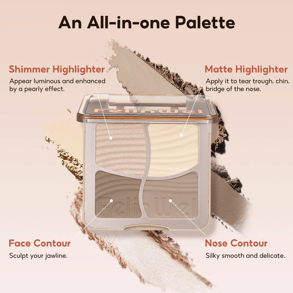 FelinWel 4 colores resaltador contorno paleta maquillaje 3D bronceador mate contorno polvo