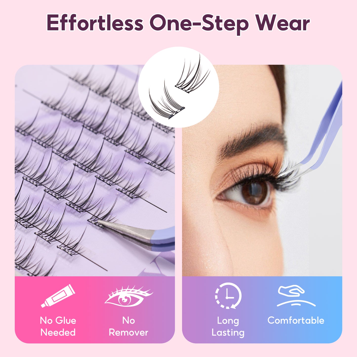 FelinWel Glue-free Cluster Eyelash Extensions Self-adhesive Remover-free Reusable