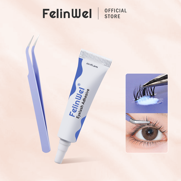 FelinWel Tweezers and Glue Set for Applying False Eyelashes