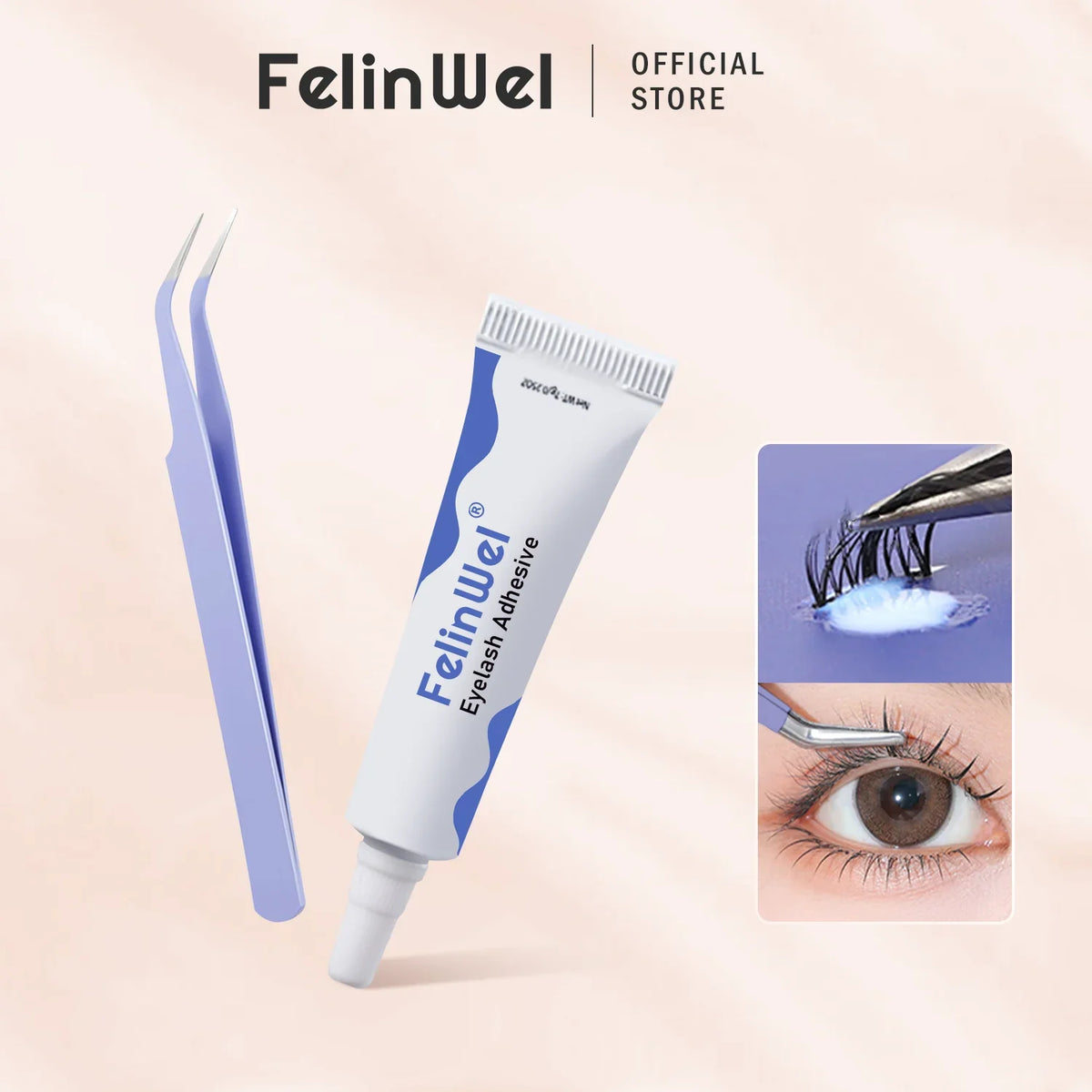 FelinWel Tweezers and Glue Set for Applying False Eyelashes