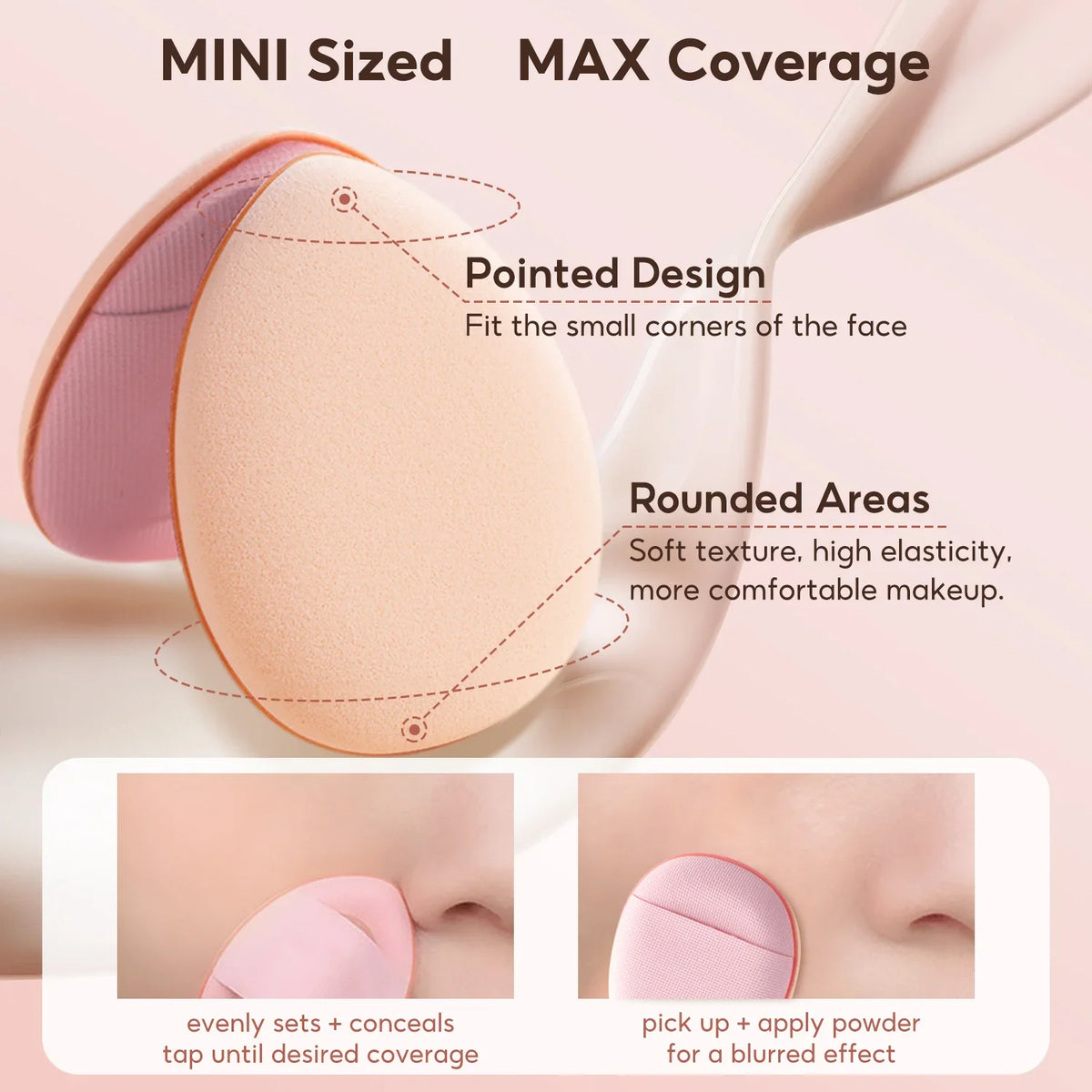 FelinWel - Juego de esponjas para dedos de tamaño mini, esponja de maquillaje, corrector facial, base para detalles