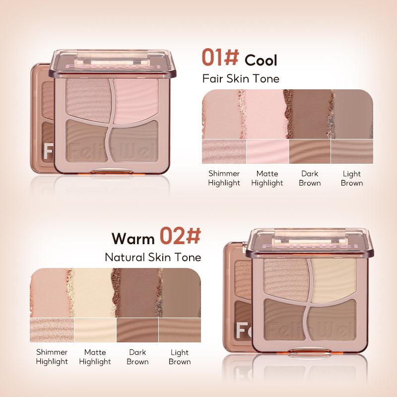 FelinWel 4 colores resaltador contorno paleta maquillaje 3D bronceador mate contorno polvo