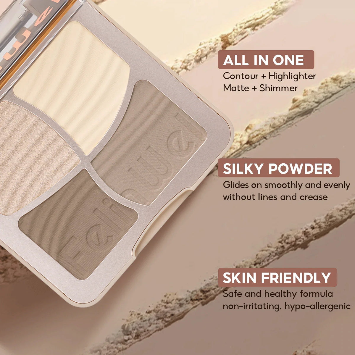 FelinWel 4 colores resaltador contorno paleta maquillaje 3D bronceador mate contorno polvo