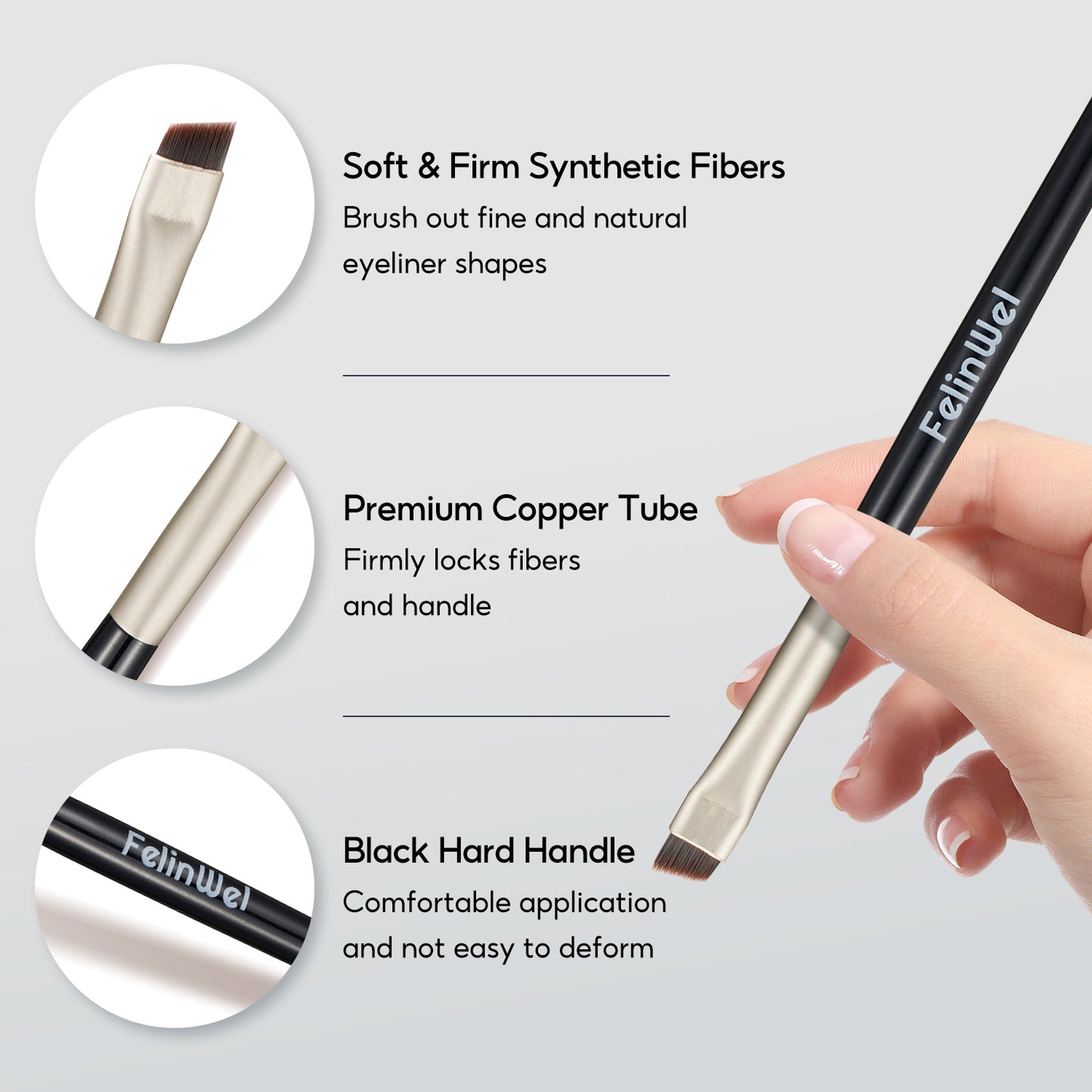 FelinWel Juego de delineador de ojos y cejas en gel de 2 colores con 2 pinceles impermeables a prueba de manchas