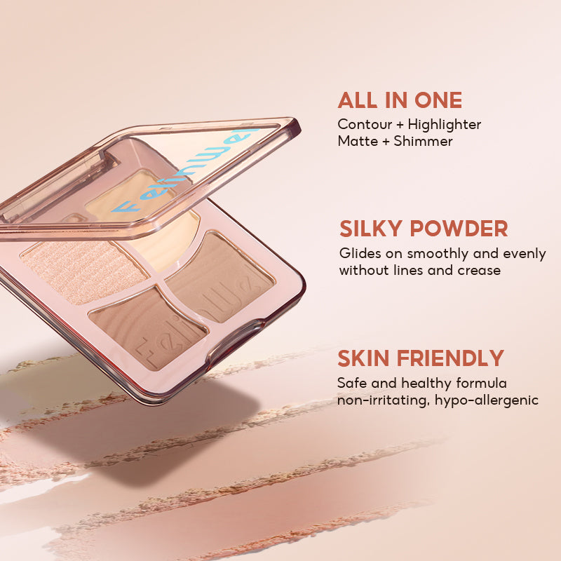 FelinWel 4 colores resaltador contorno paleta maquillaje 3D bronceador mate contorno polvo