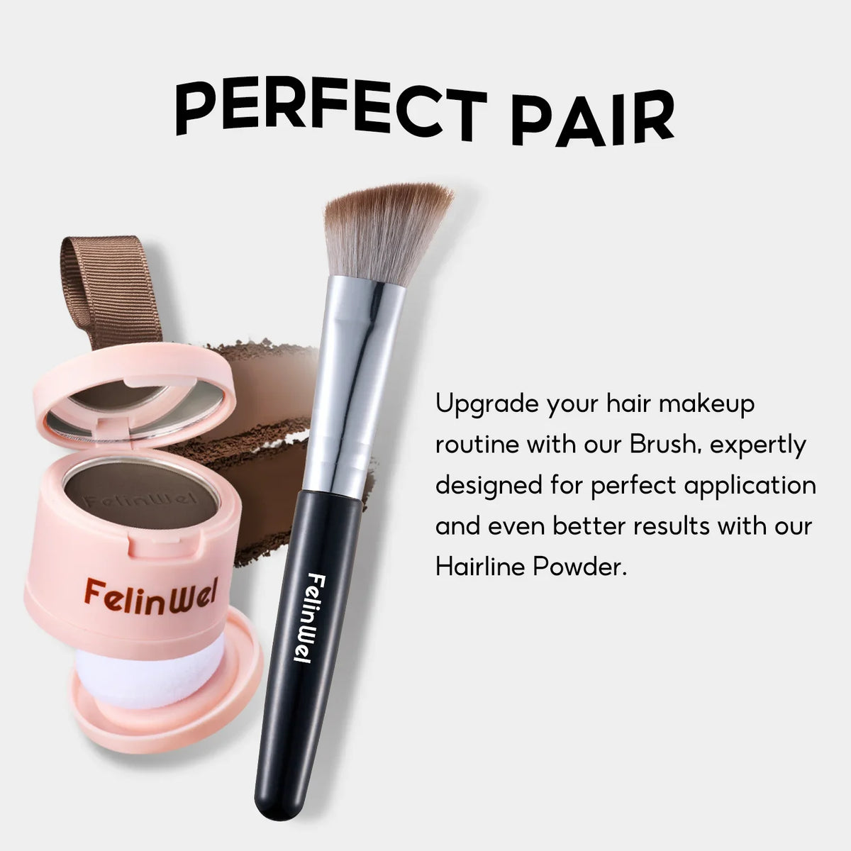 FelinWel Slope Hairline Powder Brush – Soft Vegan Fiber, Precise Blending