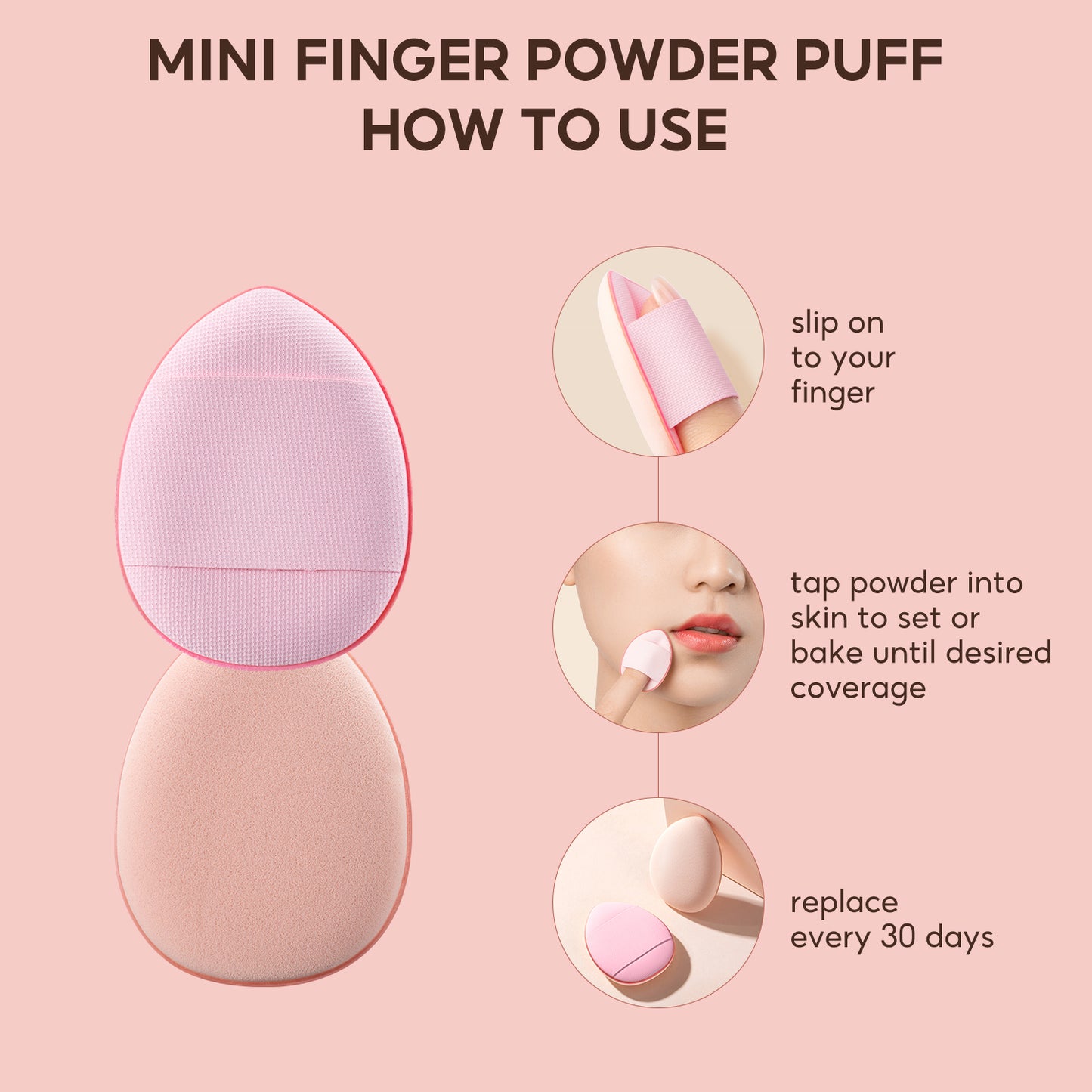 FelinWel - Juego de esponjas para dedos de tamaño mini, esponja de maquillaje, corrector facial, base para detalles