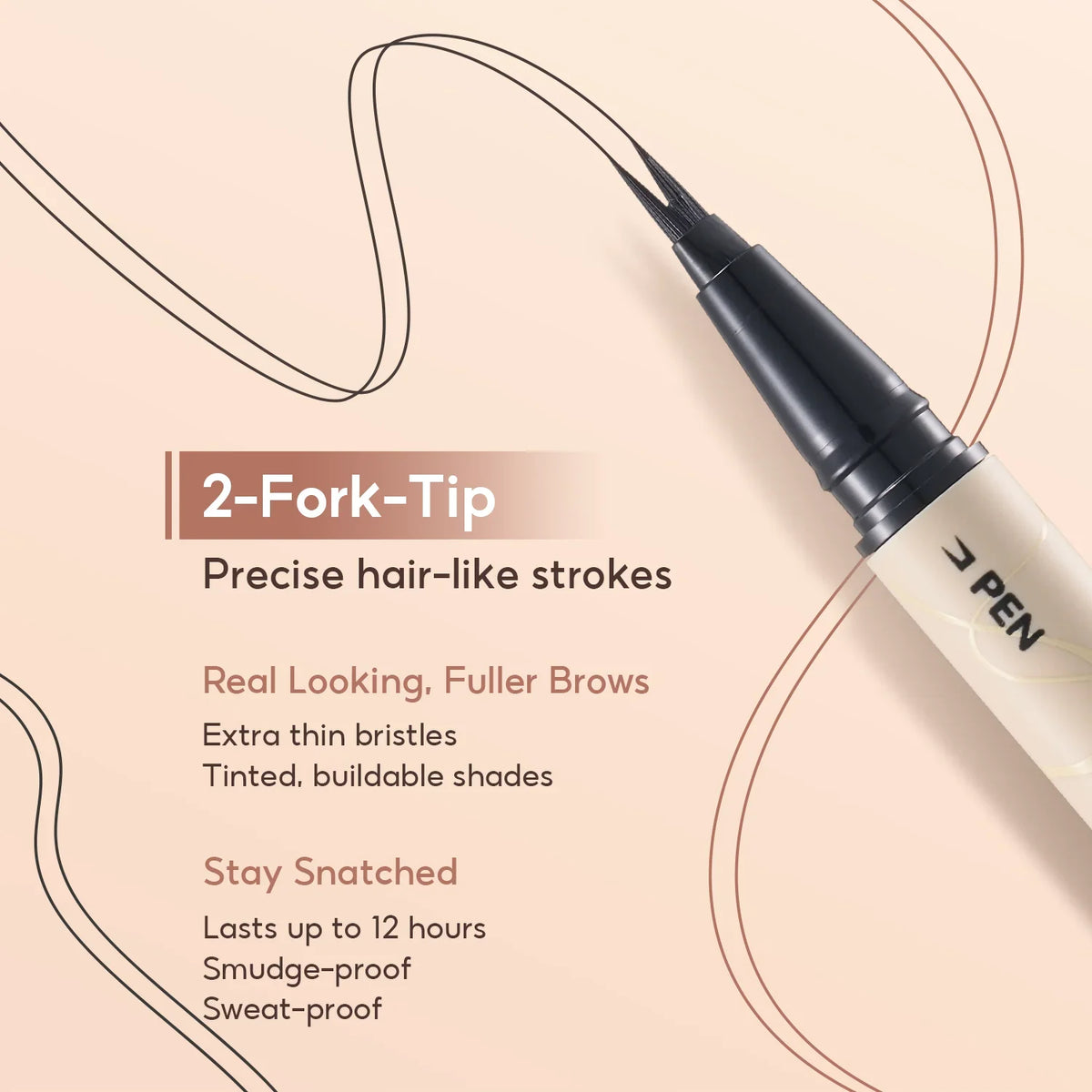 FelinWel Dual-Ended Waterproof Brow Pen & Tinted Brow Gel – 2-Fork Tip, Beginner Friendly