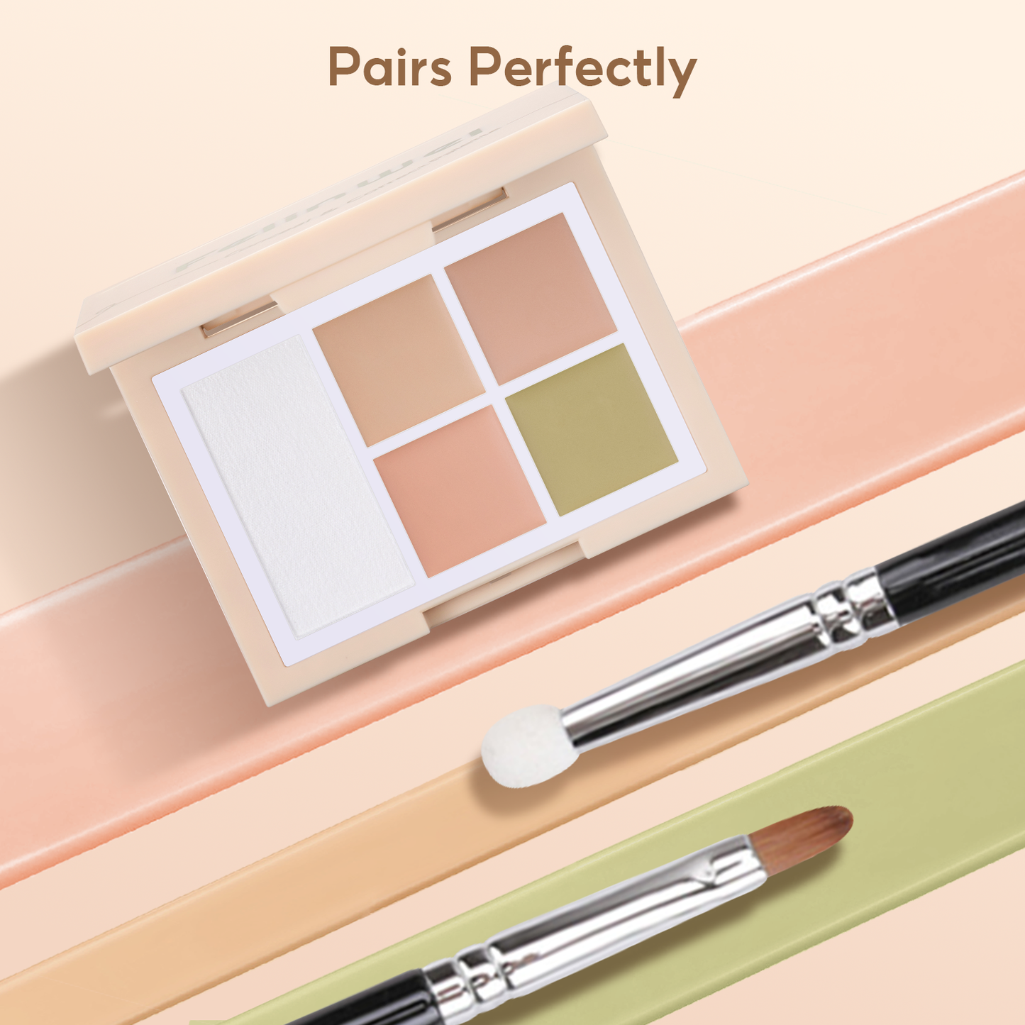 FelinWel Color Corrector Palette for Dark Circles, Redness & Blemishes, Creamy Concealer + Setting Powder with Hydrating Ingredients, 12H Crease-Proof Wear