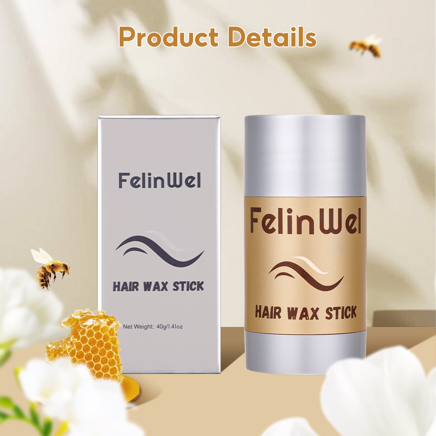 FelinWel Cera para el cabello en barra Pomada para peinar el cabello en barra Cera para el cabello
