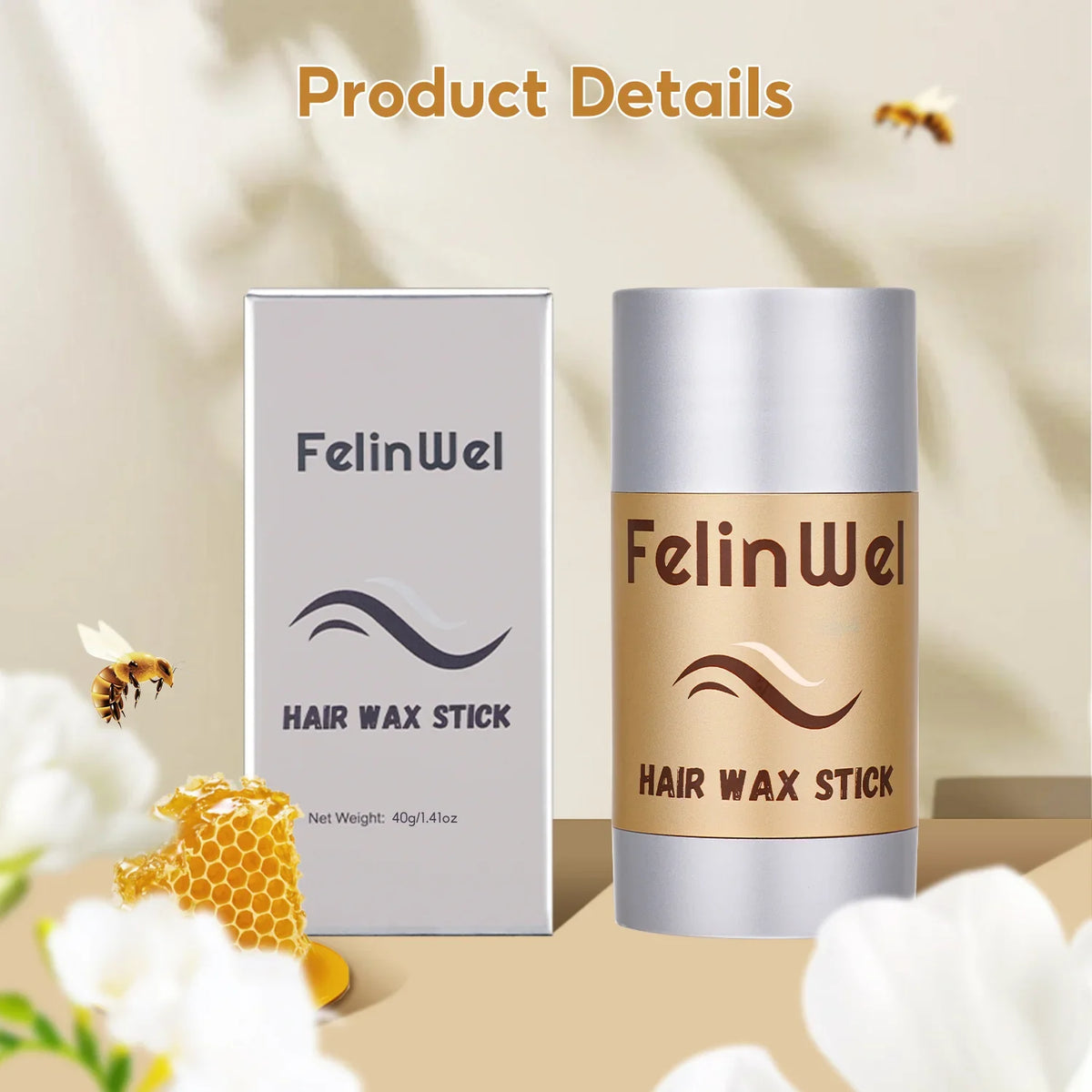 FelinWel Cera para el cabello en barra Pomada para peinar el cabello en barra Cera para el cabello