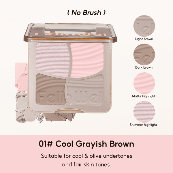 FelinWel 4 colores resaltador contorno paleta maquillaje 3D bronceador mate contorno polvo