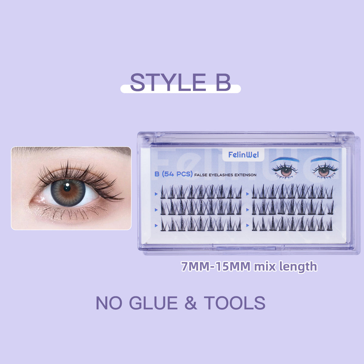 FelinWel Pestañas postizas en racimo para extensión de pestañas DIY
