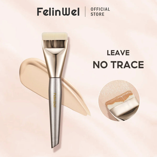 FelinWel Flat Wide Foundation Brush Super Dense Ultra-thin Vegan Synthetic Fibers
