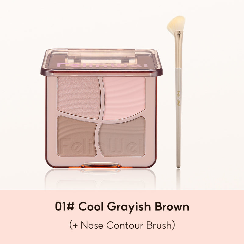 FelinWel 4 colores resaltador contorno paleta maquillaje 3D bronceador mate contorno polvo