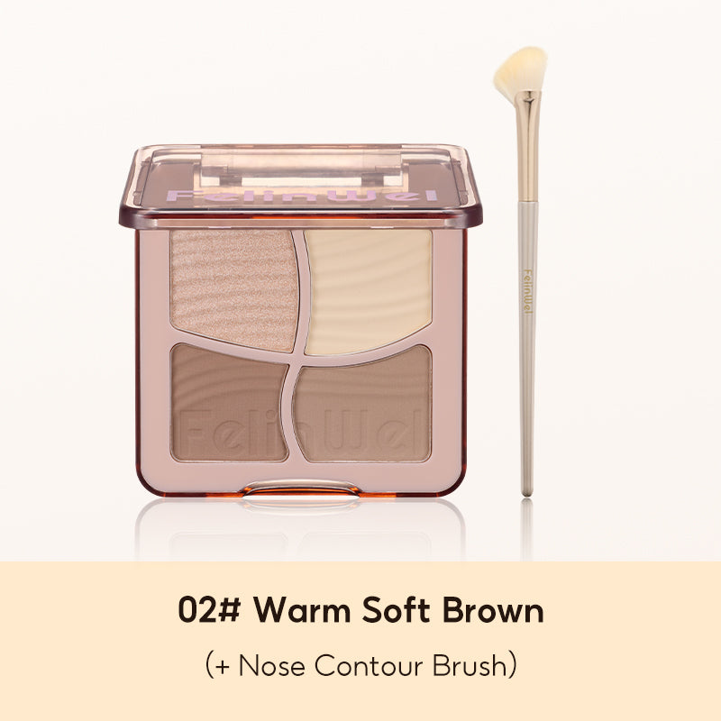 FelinWel 4 colores resaltador contorno paleta maquillaje 3D bronceador mate contorno polvo