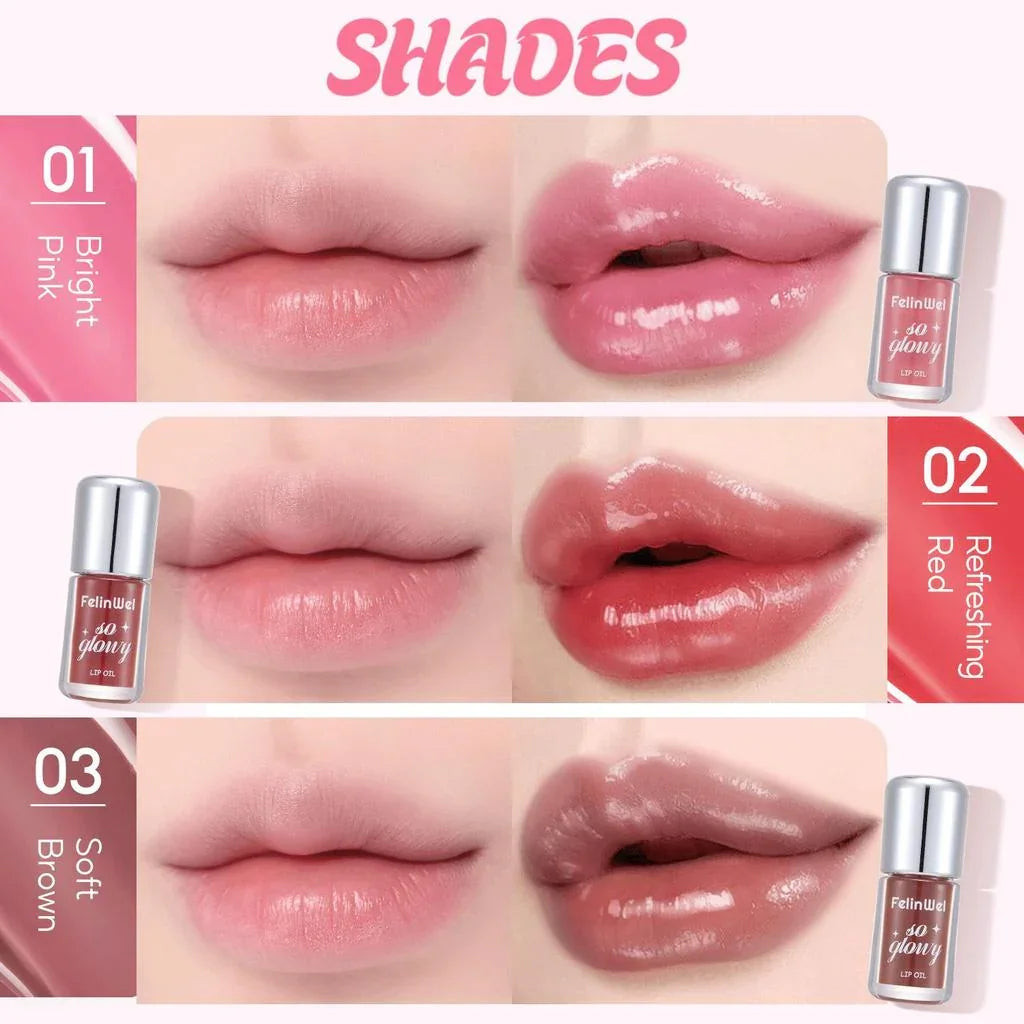 FelinWel Moisturizing Lip Oil – Glossy Tint, 12H Hydration