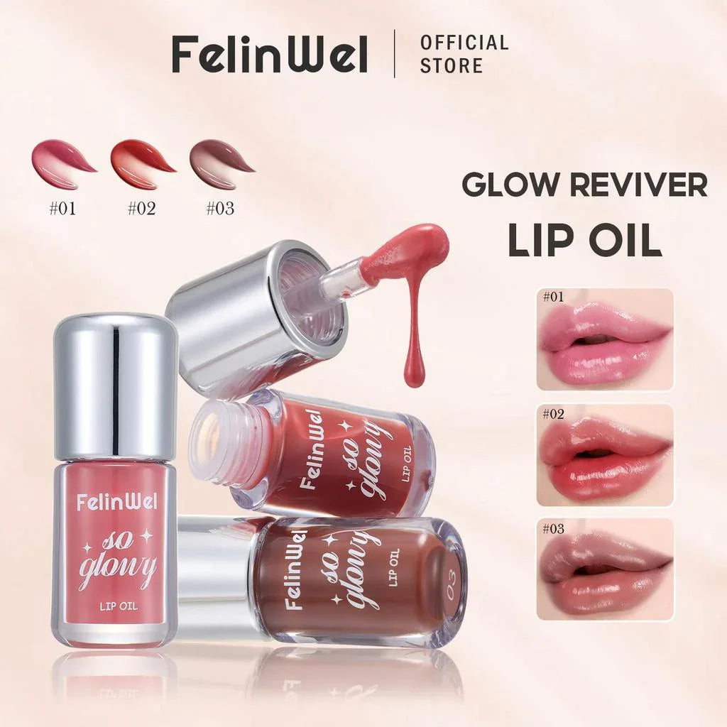 FelinWel Moisturizing Lip Oil – Glossy Tint, 12H Hydration