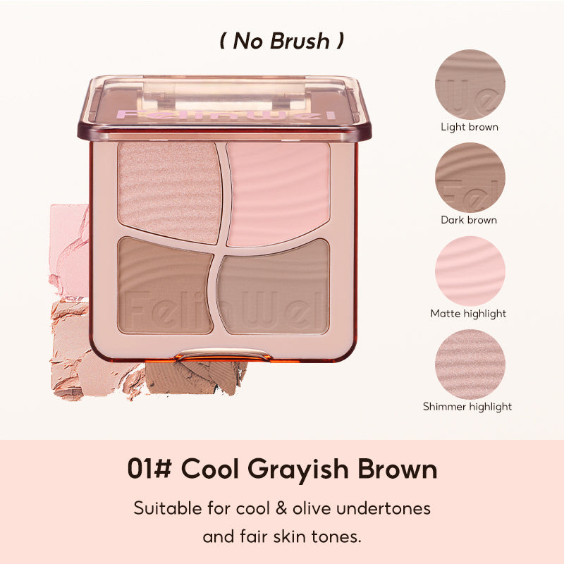 FelinWel 4 colores resaltador contorno paleta maquillaje 3D bronceador mate contorno polvo