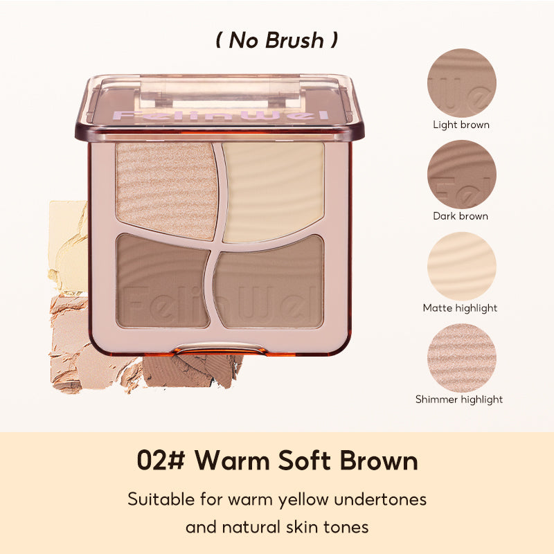 FelinWel 4 colores resaltador contorno paleta maquillaje 3D bronceador mate contorno polvo