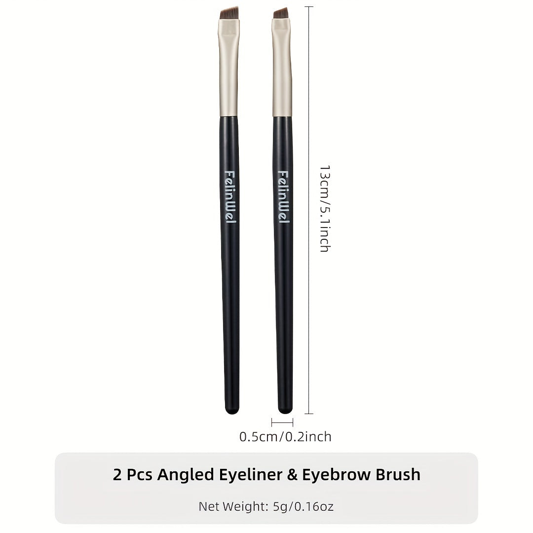 FelinWel 2 brochas de maquillaje para cejas y delineador de ojos en ángulo