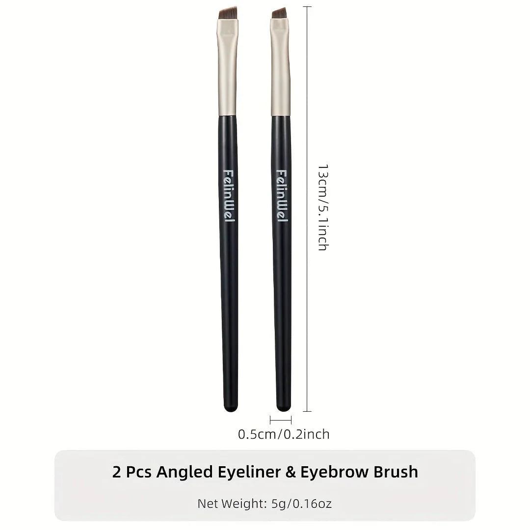 FelinWel 2 brochas de maquillaje para cejas y delineador de ojos en ángulo