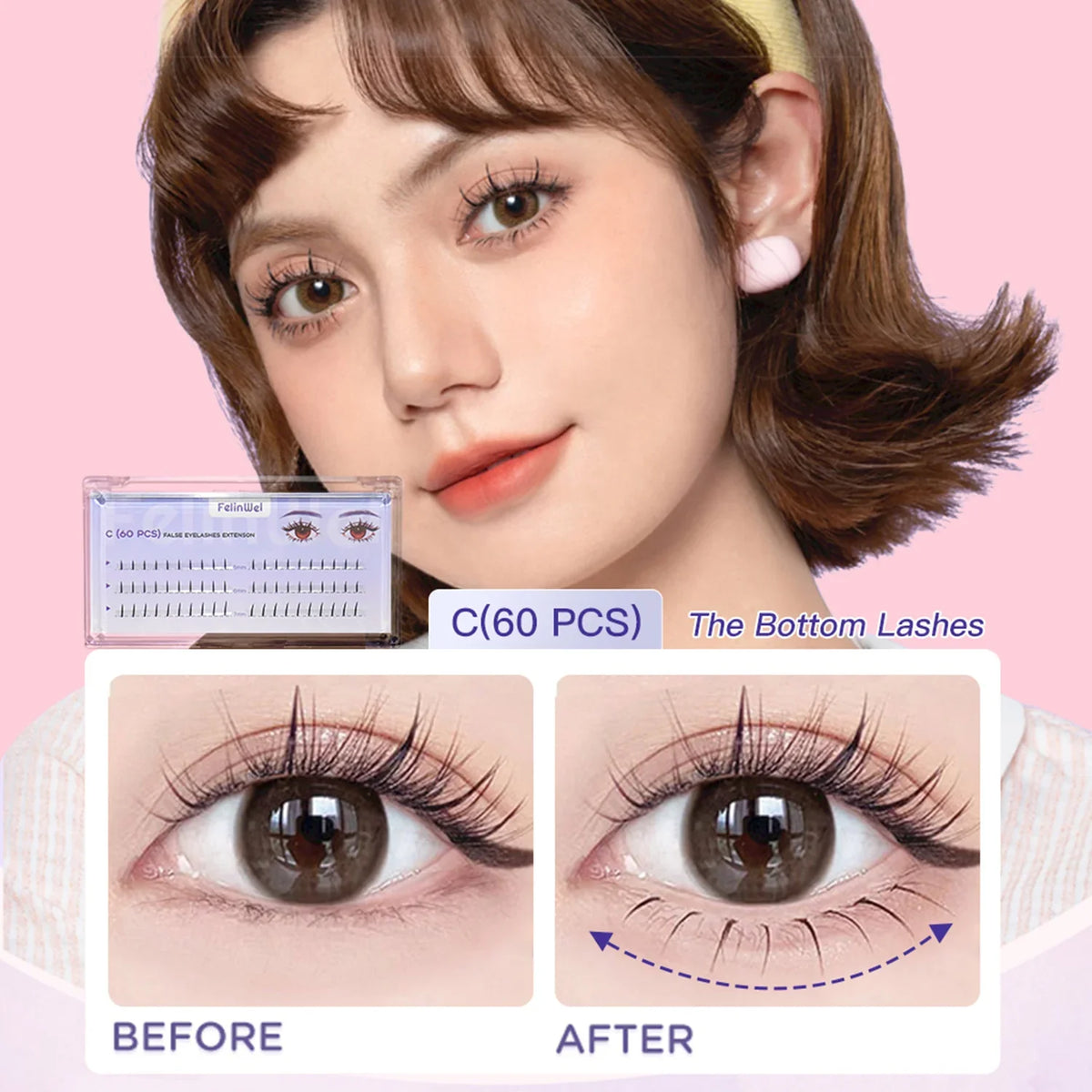 FelinWel Pestañas postizas en racimo para extensión de pestañas DIY