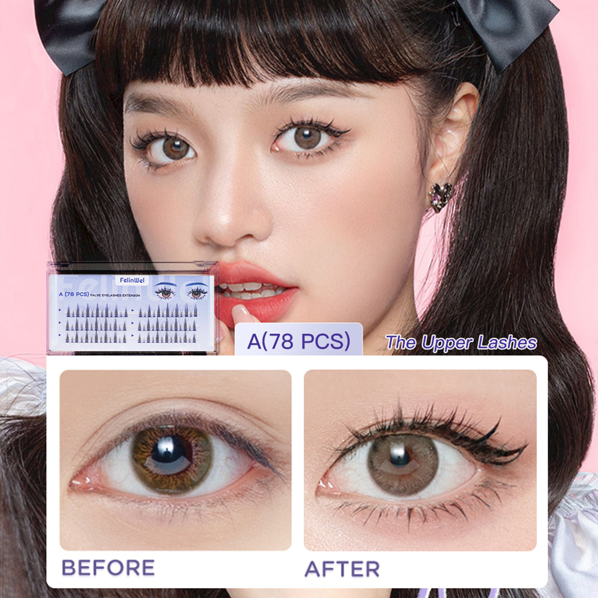 FelinWel Pestañas postizas en racimo para extensión de pestañas DIY