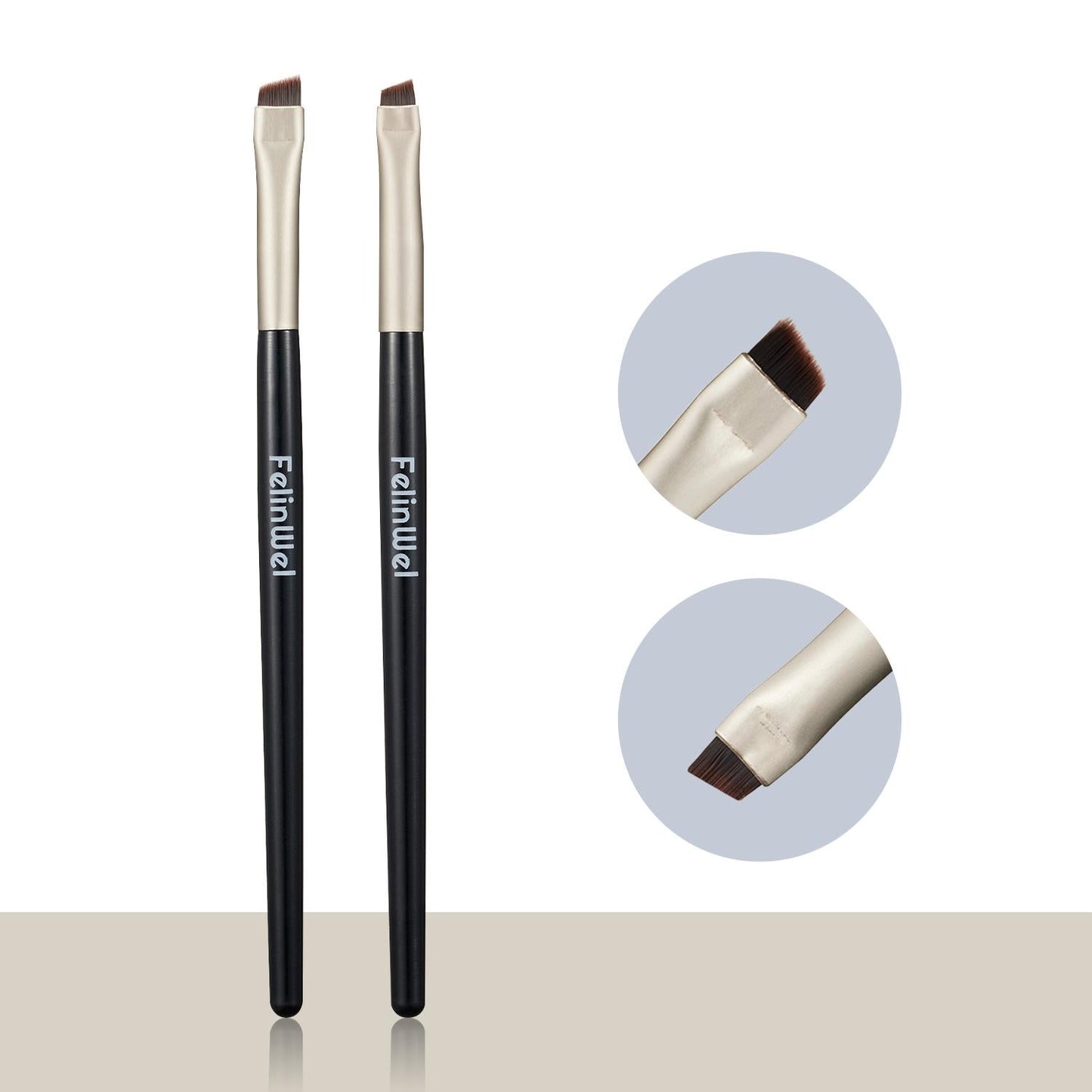 FelinWel 2 brochas de maquillaje para cejas y delineador de ojos en ángulo