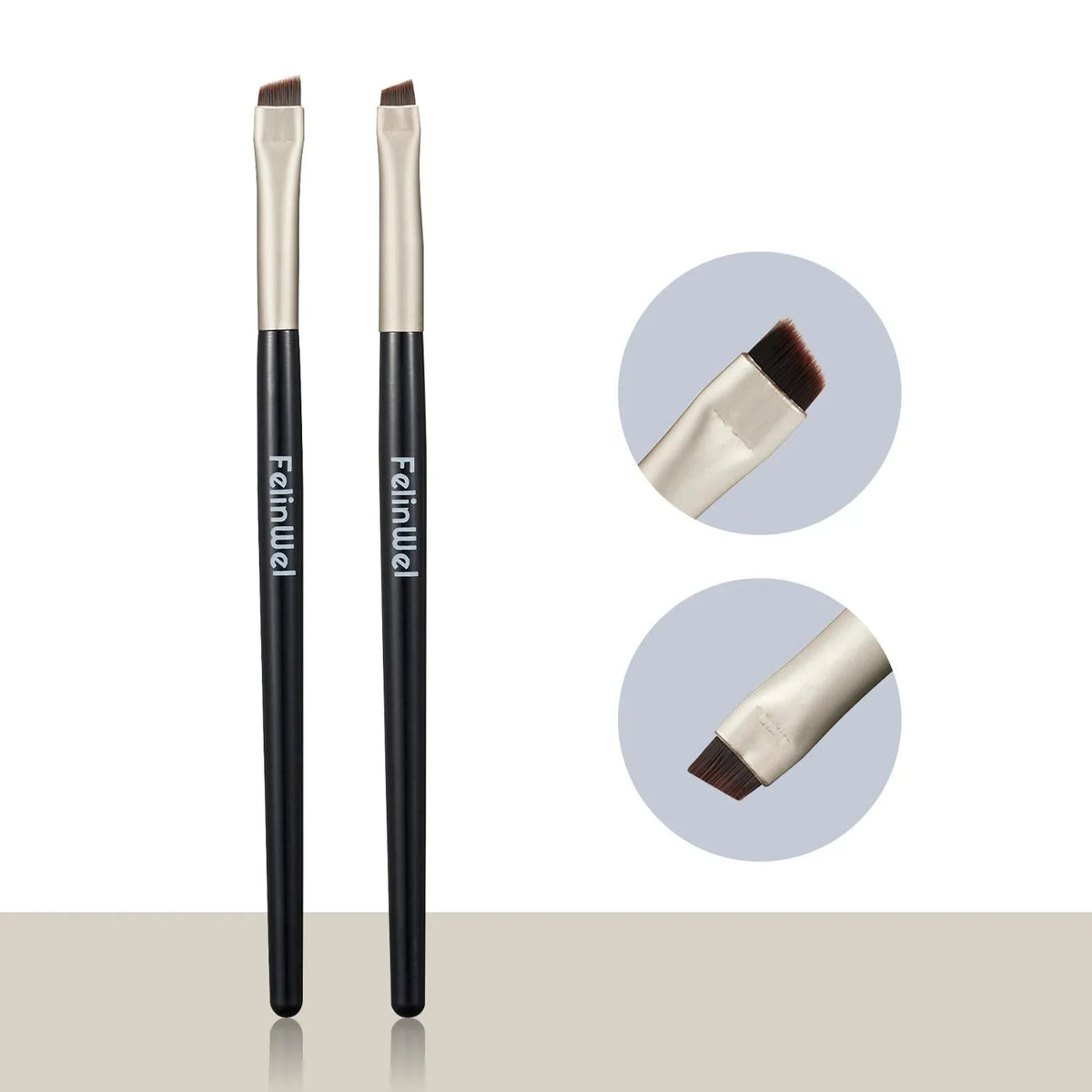 FelinWel 2 brochas de maquillaje para cejas y delineador de ojos en ángulo