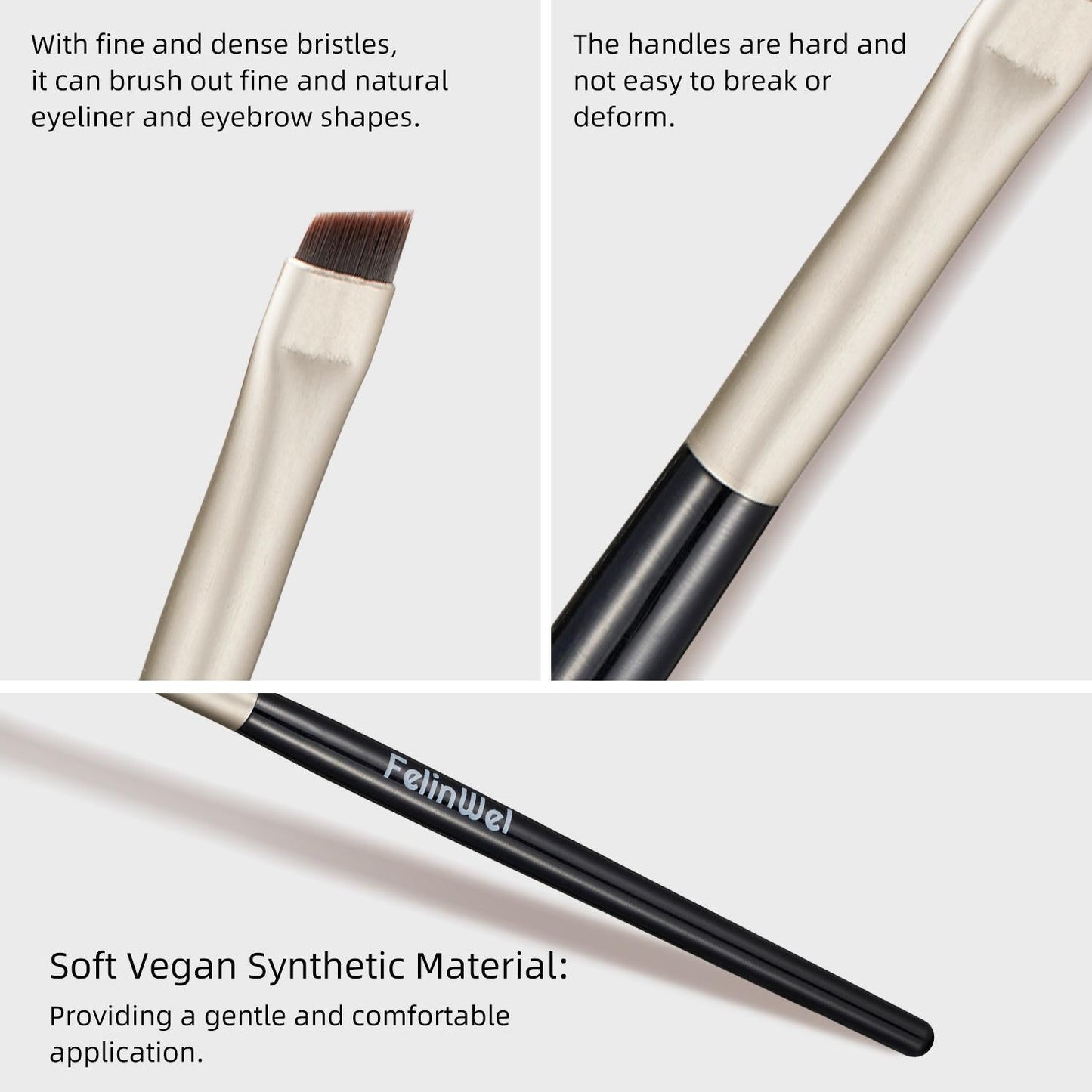 FelinWel 2 brochas de maquillaje para cejas y delineador de ojos en ángulo