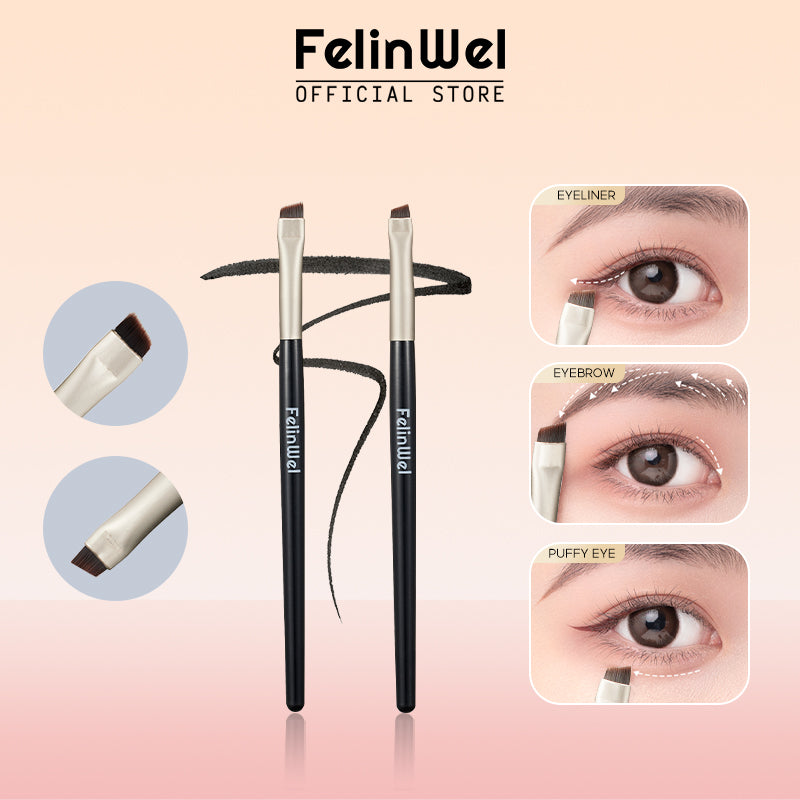FelinWel 2 brochas de maquillaje para cejas y delineador de ojos en ángulo