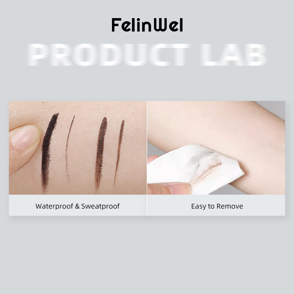 FelinWel Juego de delineador de ojos y cejas en gel de 2 colores con 2 pinceles impermeables a prueba de manchas