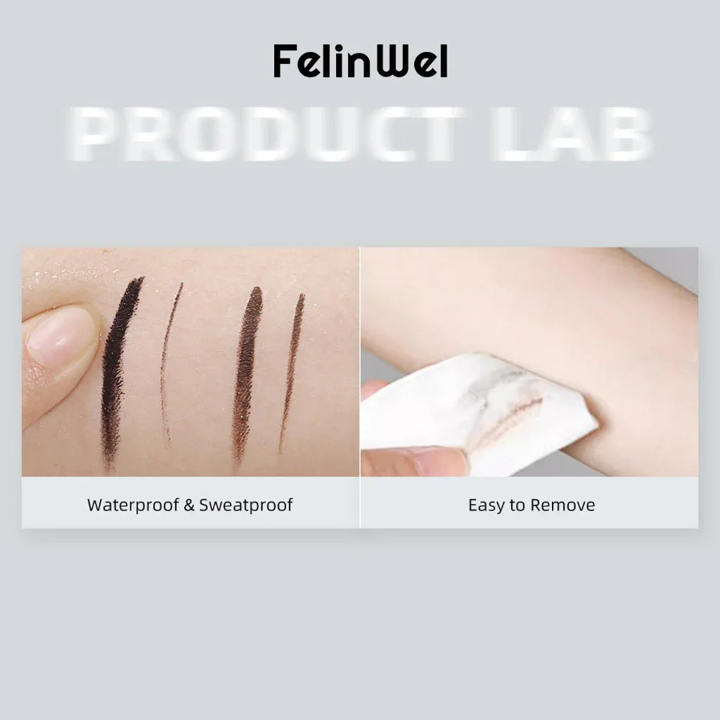 FelinWel Juego de delineador de ojos y cejas en gel de 2 colores con 2 pinceles impermeables a prueba de manchas