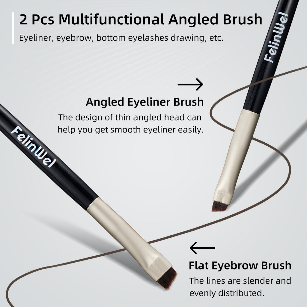 FelinWel Juego de delineador de ojos y cejas en gel de 2 colores con 2 pinceles impermeables a prueba de manchas