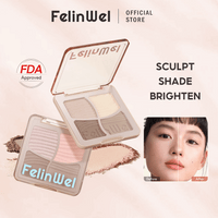 FelinWel 4 colores resaltador contorno paleta maquillaje 3D bronceador mate contorno polvo 