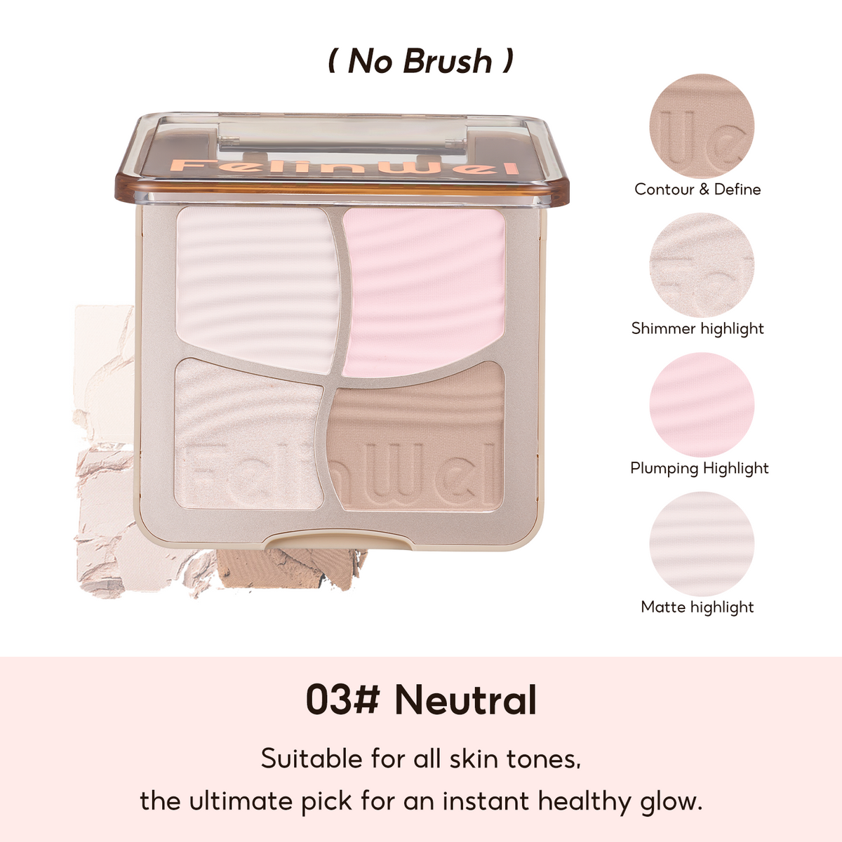 FelinWel 4 colores resaltador contorno paleta maquillaje 3D bronceador mate contorno polvo 