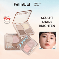FelinWel 4 colores resaltador contorno paleta maquillaje 3D bronceador mate contorno polvo 