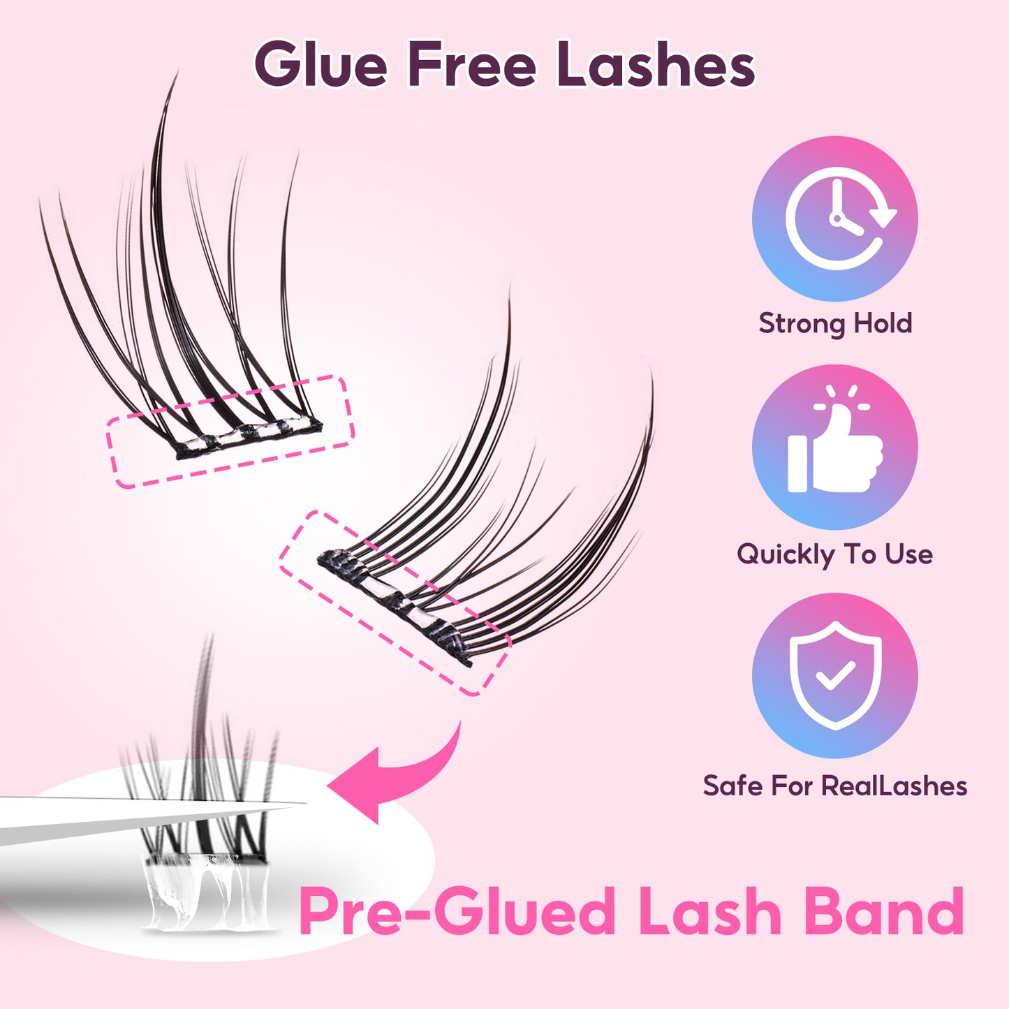 FelinWel Glue-free Cluster Eyelash Extensions Self-adhesive Remover-free Reusable