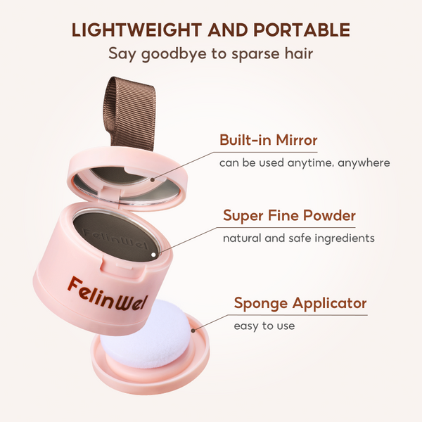 FelinWel Hairline Shadow Powder – Root Touch-Up, Mirror & Puff, 4 Shades