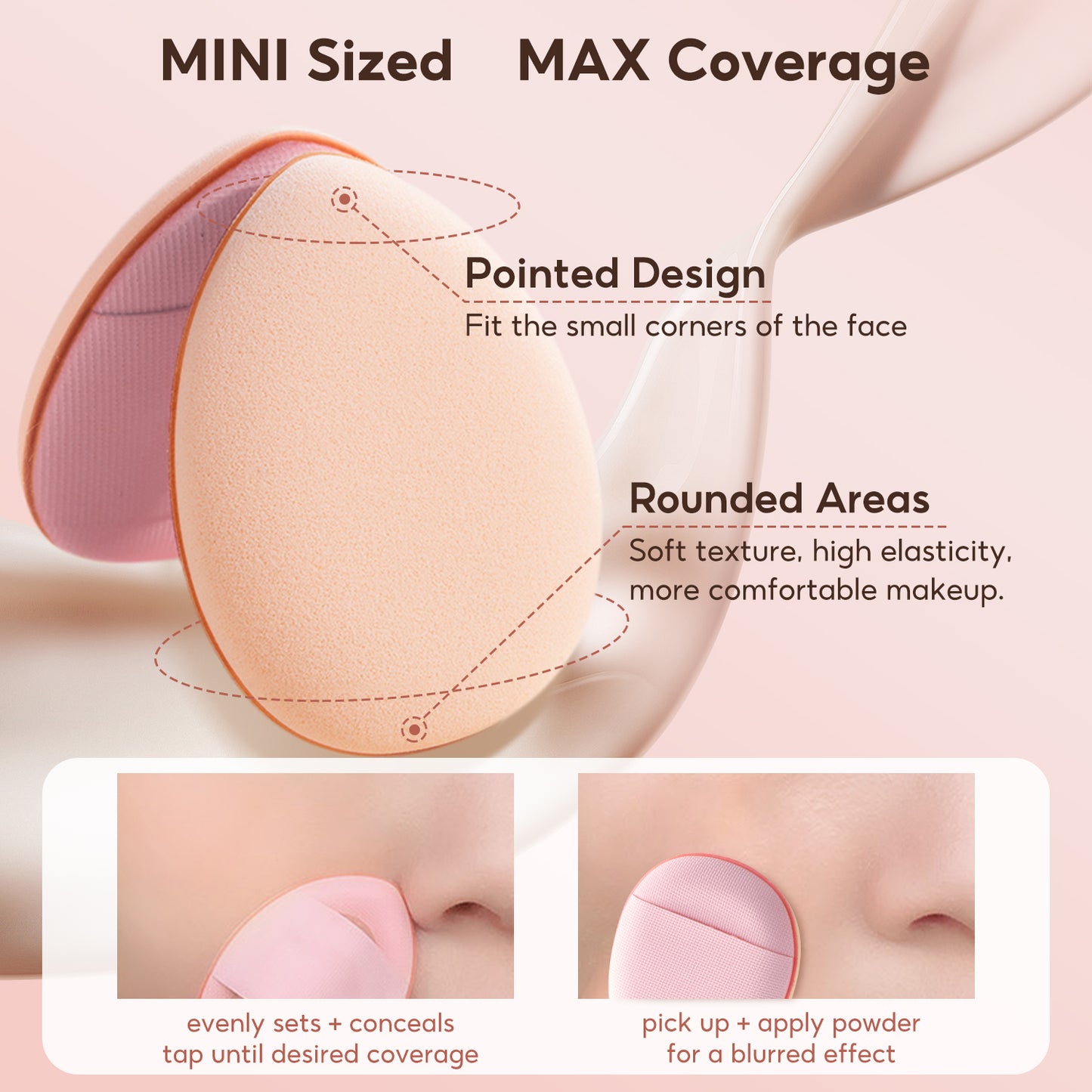 FelinWel - Juego de esponjas para dedos de tamaño mini, esponja de maquillaje, corrector facial, base para detalles 