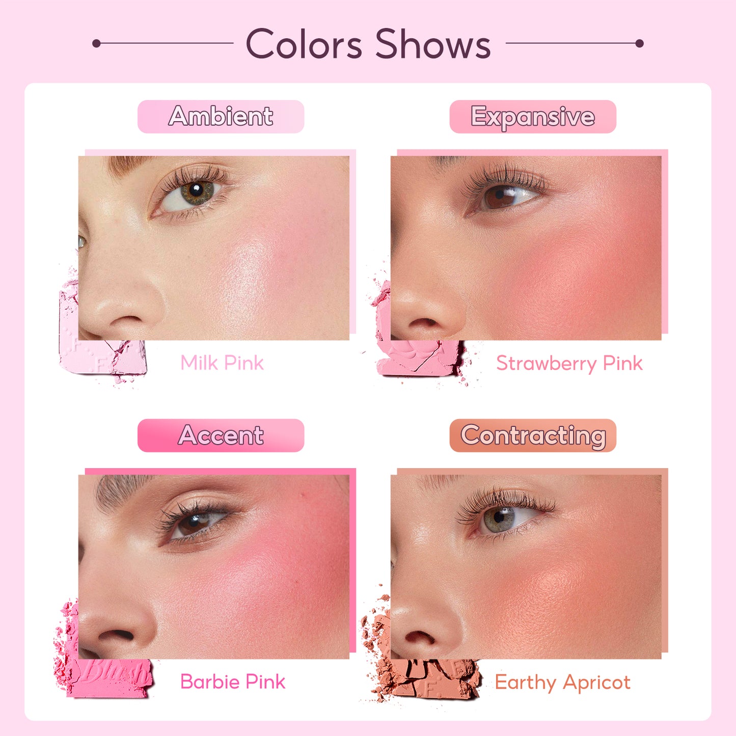 FelinWel 4 Colors Cheek Blush Palette Vegan & Cruelty-Free