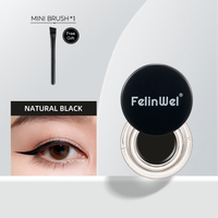 FelinWel Juego de delineador de ojos y cejas en gel de 2 colores con 2 pinceles impermeables a prueba de manchas 