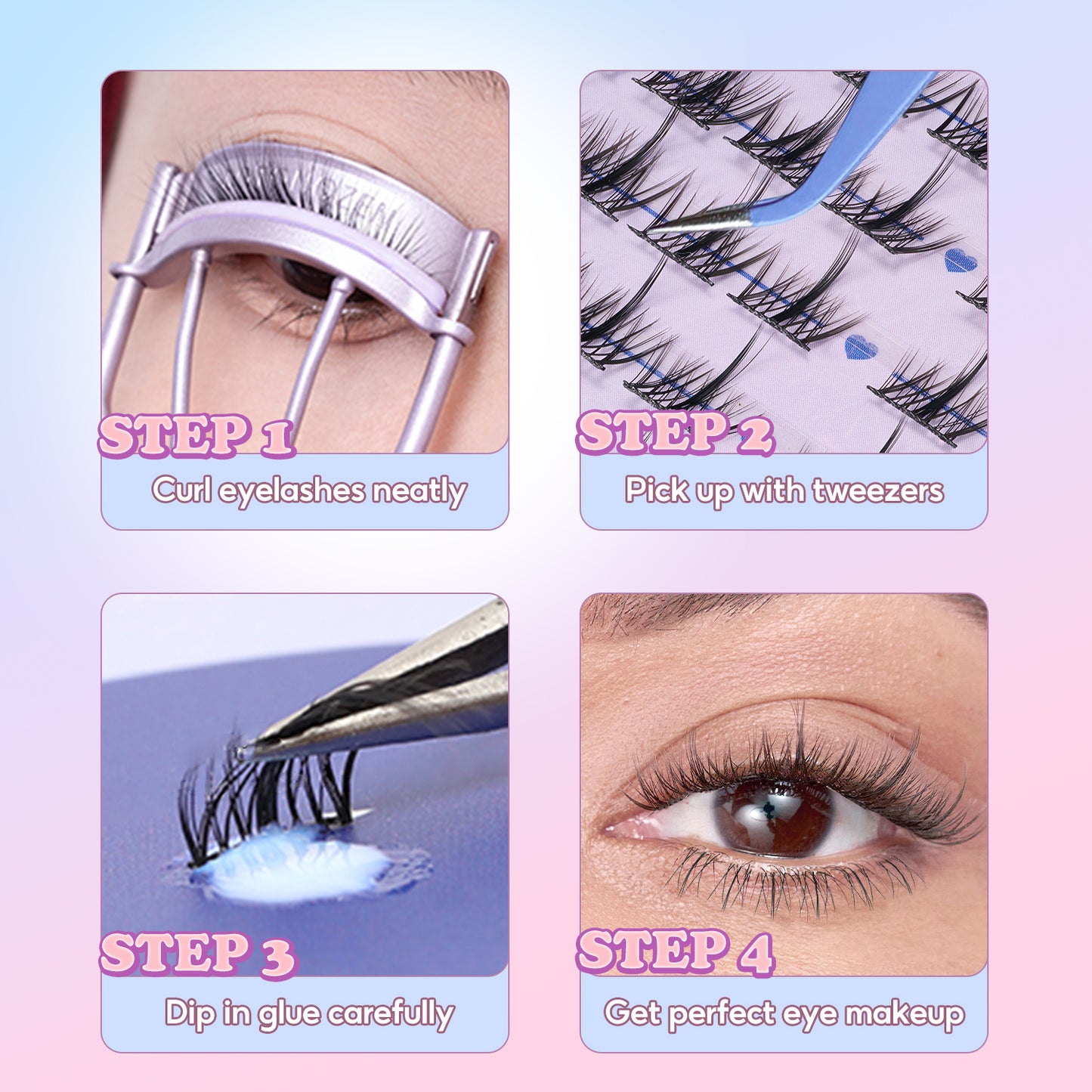 FelinWel 2 Styles Upper & Bottom Cluster Lashes Extensions Sunflower & Flame Style