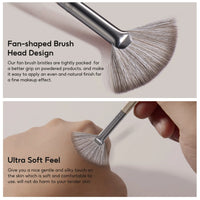 FelinWel Fan-shaped Highlighter Brush Soft Skin-friendly Vegan Bristles No Shedding