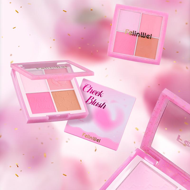 FelinWel 4 Colors Cheek Blush Palette Vegan & Cruelty-Free