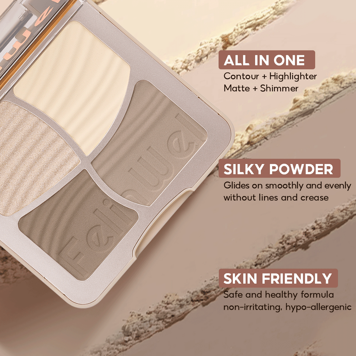 FelinWel 4 colores resaltador contorno paleta maquillaje 3D bronceador mate contorno polvo 